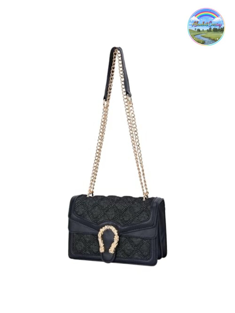 Denim PU Leather Chain Crossbody Bag Women Quilted Messenger Handbag